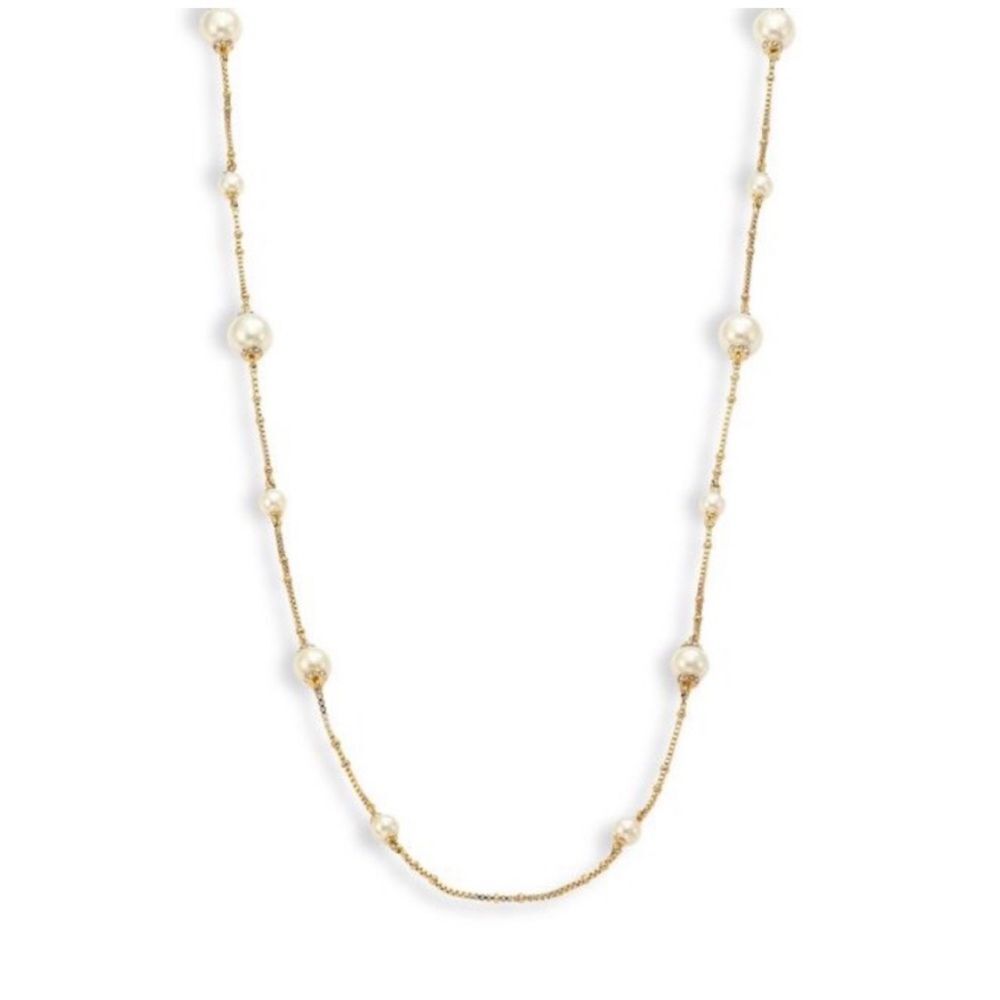 kate spade Gold and Pearl Station Necklace